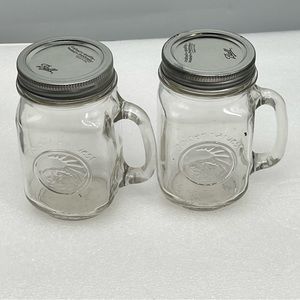 Golden Harvest Mason Drinking Jar With Handle Pint 16 Oz 5 1/4” - Lot of 2